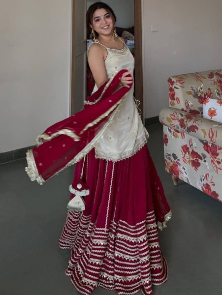 Rare White Vichitra Silk Lehenga Choli with Zari Embroidery Dupatta For Women Ready To Wear Collection