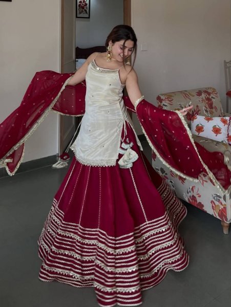 Rare White Vichitra Silk Lehenga Choli with Zari Embroidery Dupatta For Women Ready To Wear Collection