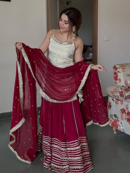 Rare White Vichitra Silk Lehenga Choli with Zari Embroidery Dupatta For Women Ready To Wear Collection