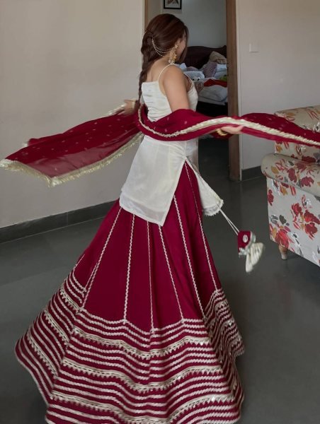 Rare White Vichitra Silk Lehenga Choli with Zari Embroidery Dupatta For Women Ready To Wear Collection