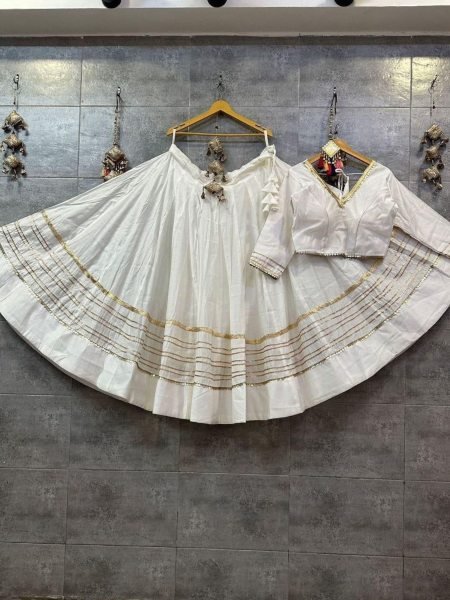 Rare White Women's Heavy Rayon Cotton Lehenga Choli with Canvas and Lining For Party Shop by Occasion