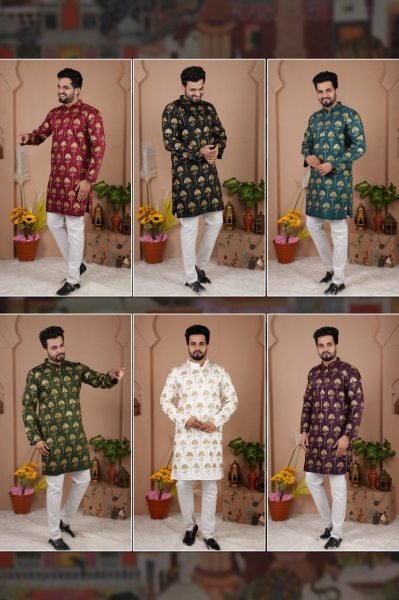 Rare Wine Men Kurta Pajama with Heavy Embroidery for Party Wear at Bulk Rate Kurta Pajama Wholesale