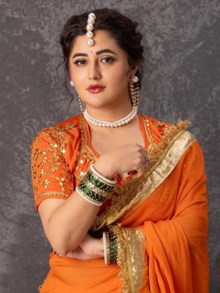 Rashmi Desai Orange Soft Georgette Saree with Satin Blouse & Gotta Patti Embroidery Georgette Sarees Wholesale