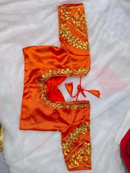 Rashmi Desai Orange Soft Georgette Saree with Satin Blouse & Gotta Patti Embroidery Georgette Sarees Wholesale