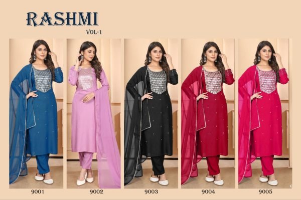 Rashmi Embroidery Kurti Bottom With Dupatta Set Best Collection 3 Piece Kurti Set