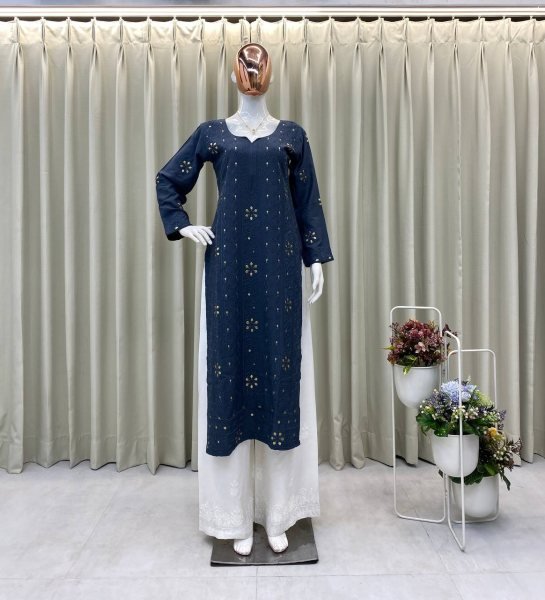 Rayon Embroidery Kurta Set with Palazzo Summer Collection 2025 Ready To Wear Collection