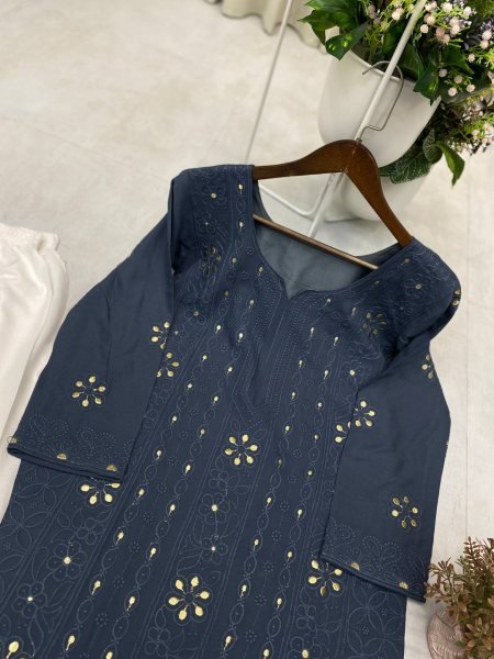 Rayon Embroidery Kurta Set with Palazzo Summer Collection 2025 Ready To Wear Collection