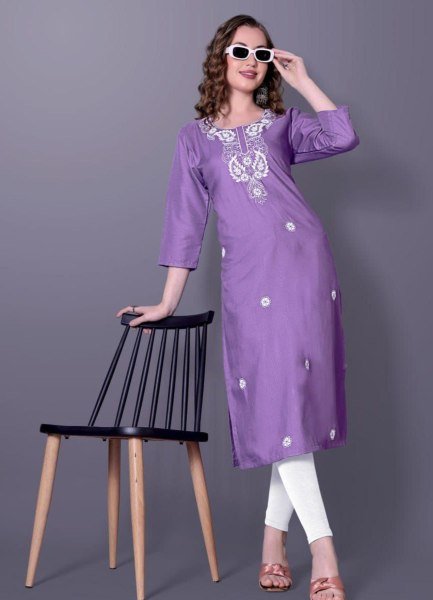 Rayon Slub Embroidered Kurti at Wholesale Rate Embroidery Kurtis 