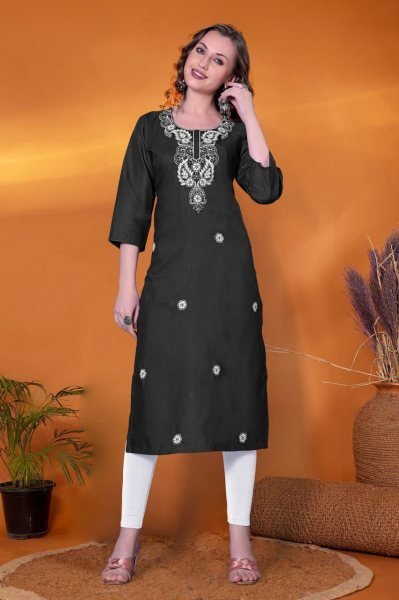 Rayon Slub Women Embroidery Kurti for Office Georgette Kurti 