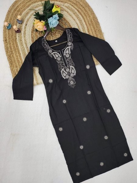 Rayon Slub Women Embroidery Kurti for Office Georgette Kurti 