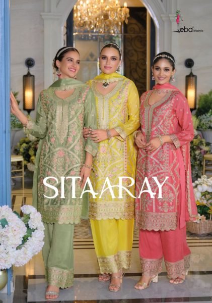 Ready Made Eba Lifestyle Sitaaray Designer Straight Palazzo Suit Catalog Dealers Designer Plazzo Salwar Suits Wholesale