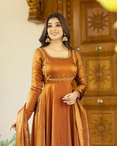 Designer Fendi Silk Anarkali with Dupatta Set Thread & Sequin Work Party Wear Anarkali Gown at Low Price Anarkali Kurtis 