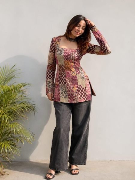 Ready to Style Purple Cotton Digital Print Top at Wholesale Rate 