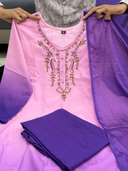 Ready-to-Wear Blue Chiffon handwork Anarkali Suit Set for festive celebration Anarkali Kurtis 