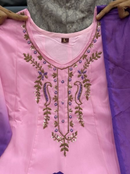 Ready-to-Wear Blue Chiffon handwork Anarkali Suit Set for festive celebration Anarkali Kurtis 