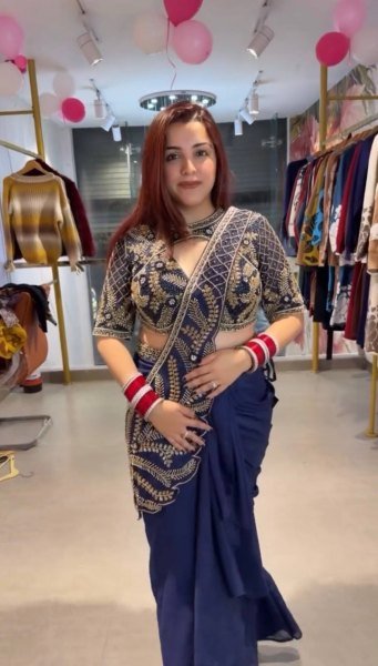 Ready to Wear Blue Rangoli Silk Saree with Beads Embroidery and Designer Blouse Ready To Wear Saree 