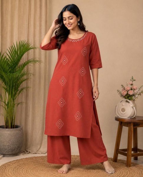 Ready to Wear Cotton Kurta with Matching Plazo Outfit for Resellers and Retailers Cotton Kurtis Wholesale