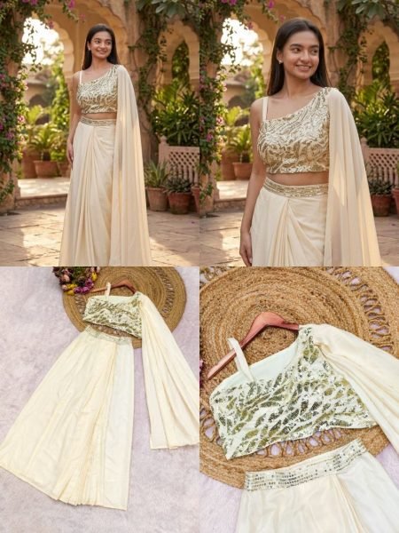 Ready to Wear Dhoti Style Saree with Embroidered Blouse for Party Wear Ready To Wear Saree 