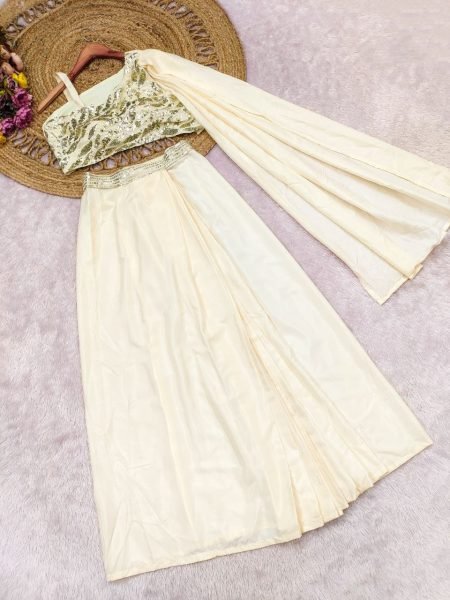 Ready to Wear Dhoti Style Saree with Embroidered Blouse for Party Wear Ready To Wear Saree 