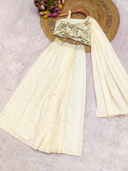 Ready to Wear Dhoti Style Saree with Embroidered Blouse for Party Wear Ready To Wear Saree 