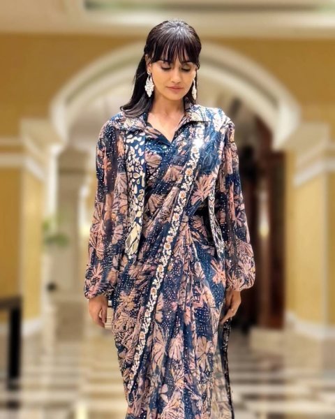 Trendy Draped Georgette Saree with Embroidered Mirror Jacket Party Ready Style Ready To Wear Saree 