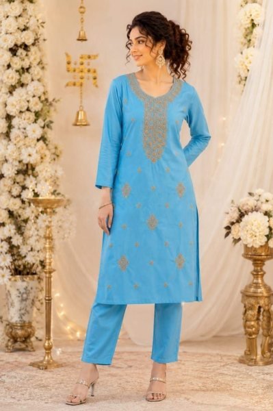 Ready-to-Wear Premium Rayon Embroidered 2 Piece Ethnic Wear Set for Resellers and Retailers Embroidery Kurtis 