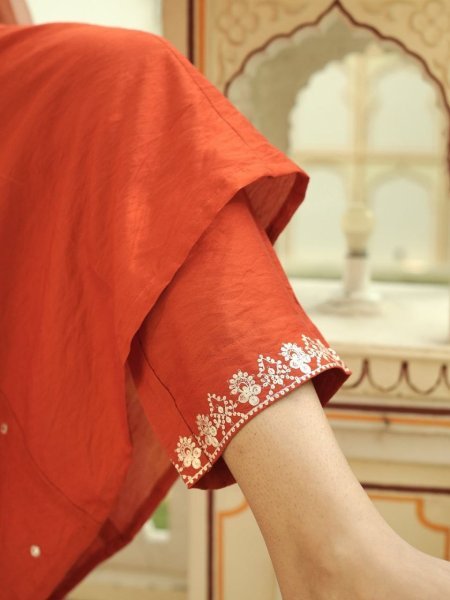 Ready to Wear PV Chanderi Embroidered Suit Set with Cotton Dupatta 3 Piece Wholesale Collection for Resellers 3 Piece Kurti Set