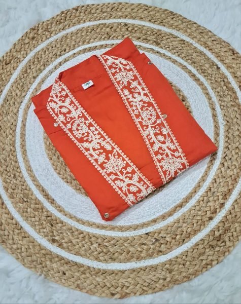 Ready to Wear PV Chanderi Embroidered Suit Set with Cotton Dupatta 3 Piece Wholesale Collection for Resellers 3 Piece Kurti Set