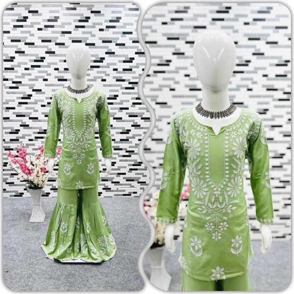  READY TO WEAR RAYON COTTON EMBROIDERED TOP WITH SARARA FOR GIRL Girls Wear