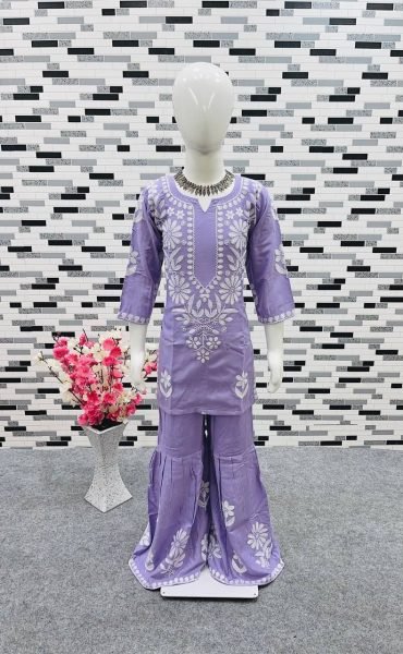  READY TO WEAR RAYON COTTON EMBROIDERED TOP WITH SARARA FOR GIRL Girls Wear