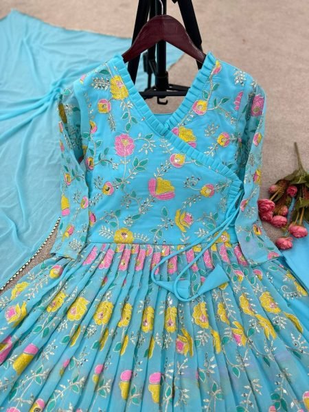 Ready to Wear Sky Blue Anarkali Suit Set  Anarkali Kurtis 