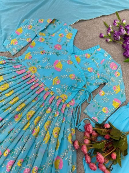 Ready to Wear Sky Blue Anarkali Suit Set  Anarkali Kurtis 