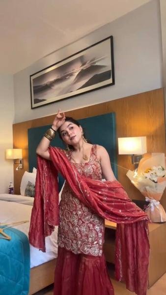 Readymade Dusty Red Simmer Silk Suit Set With Thread Work For Woman Ready To Wear Collection