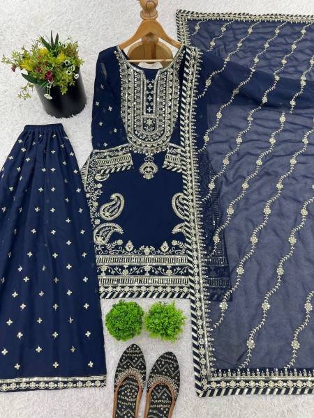 Readymade Pakistani Style Embroidered Faux Georgette Sharara Suit with Dupatta For Party Wear Ready To Wear Collection