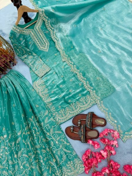 Readymade Pure Silk Embroidered Pakistani Style Salwar Plazzo Suit  Ready To Wear Collection