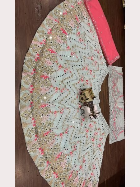 Real Mirror Embroidery Sequence Work Lehenga Choli Designer Lehenga Choli