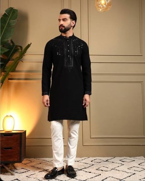 Recyclable Black Wholesale Kurta Pyjama Set for Resellers at Manufacturer Rate Kurta Pajama Wholesale