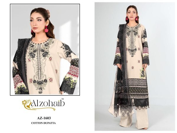 Recyclable Cream Alzohaib Anisa Vol 2 Pure Cotton Patch Work Suit at Wholesale Rate Pakistani Suits Wholesale