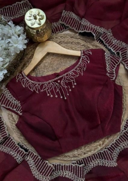 Recyclable Fendy Chiffon Saree with Diamond Work for Party And Wedding Wear Bollywood Fancy Sarees Wholesale