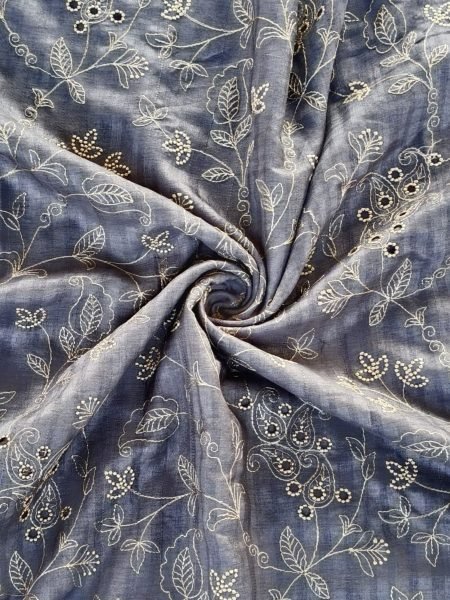 Recyclable Grey Pure Soft Silk Saree Collection with Premium Floral Handwork 