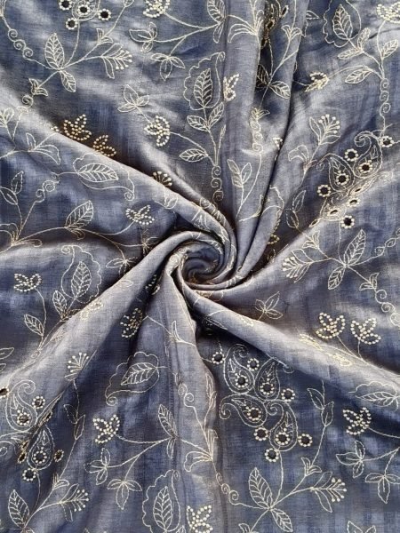 Recyclable Grey Pure Soft Silk Saree Collection with Premium Floral Handwork Silk Sarees Wholesale