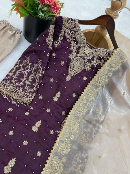 Recyclable Wine Eid Collection Sharara Set at Wholesale Rate for Women Ready To Wear Collection