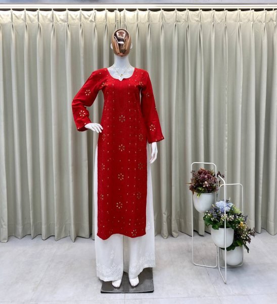 Red Best Offer Summer Special Trending Kurta Plazzo Ready To Wear Set Ready To Wear Collection