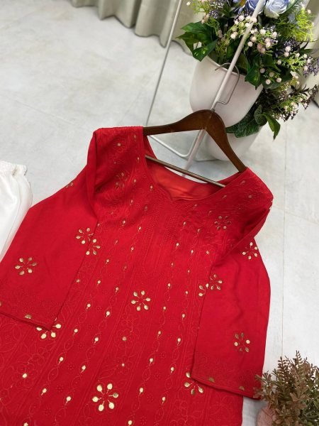 Red Best Offer Summer Special Trending Kurta Plazzo Ready To Wear Set Ready To Wear Collection