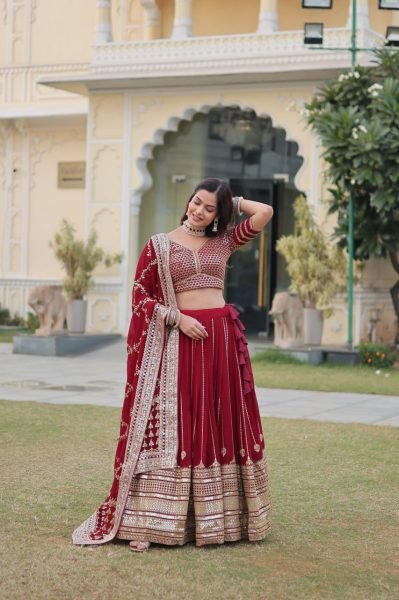 Red Color Embroidered Work Lehenga Choli  Bridal Lehenga Choli