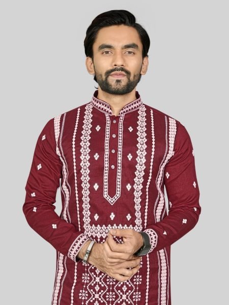 Red Designer Heavy Embroidery Kurta for Men Festive Collection Kurta Pajama Wholesale