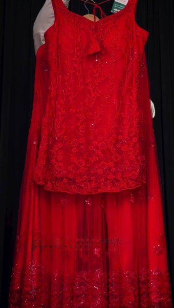 Red Designer Sharara Suit with Heavy Work Dupatta for Party Wear Ready To Wear Collection