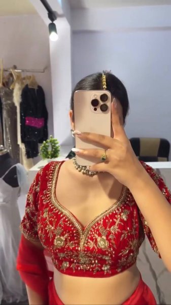 Red Faux Georgette Lehenga Choli With Sequence Work Boutique Collections   Bollywood Lehenga Choli