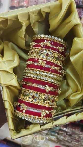 Red Golden Zig Zag Bridal Bangles Set for Wedding  Reception and Bridal Wear Fashion Accessories Wholesale