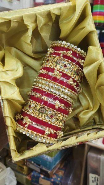 Red Golden Zig Zag Bridal Bangles Set for Wedding  Reception and Bridal Wear Fashion Accessories Wholesale
